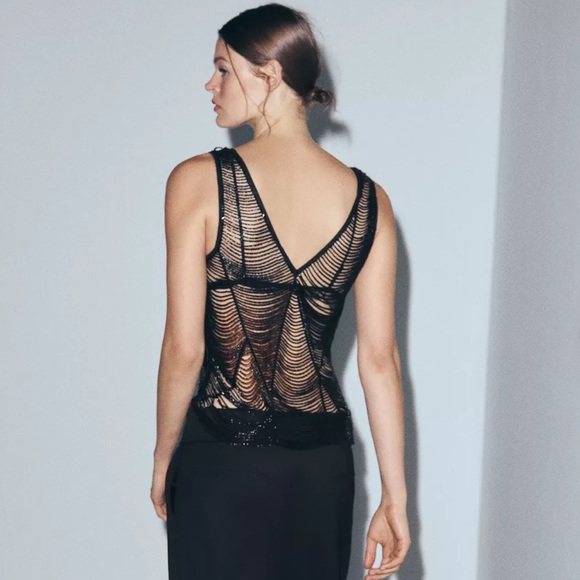 Zara BEADED TOP ZW COLLECTION - Picture 4 of 14
